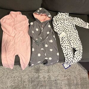 Carter’s Baby Toddler Zip Up Fleece Jumpsuits. Bundle of 3. Size 24M
